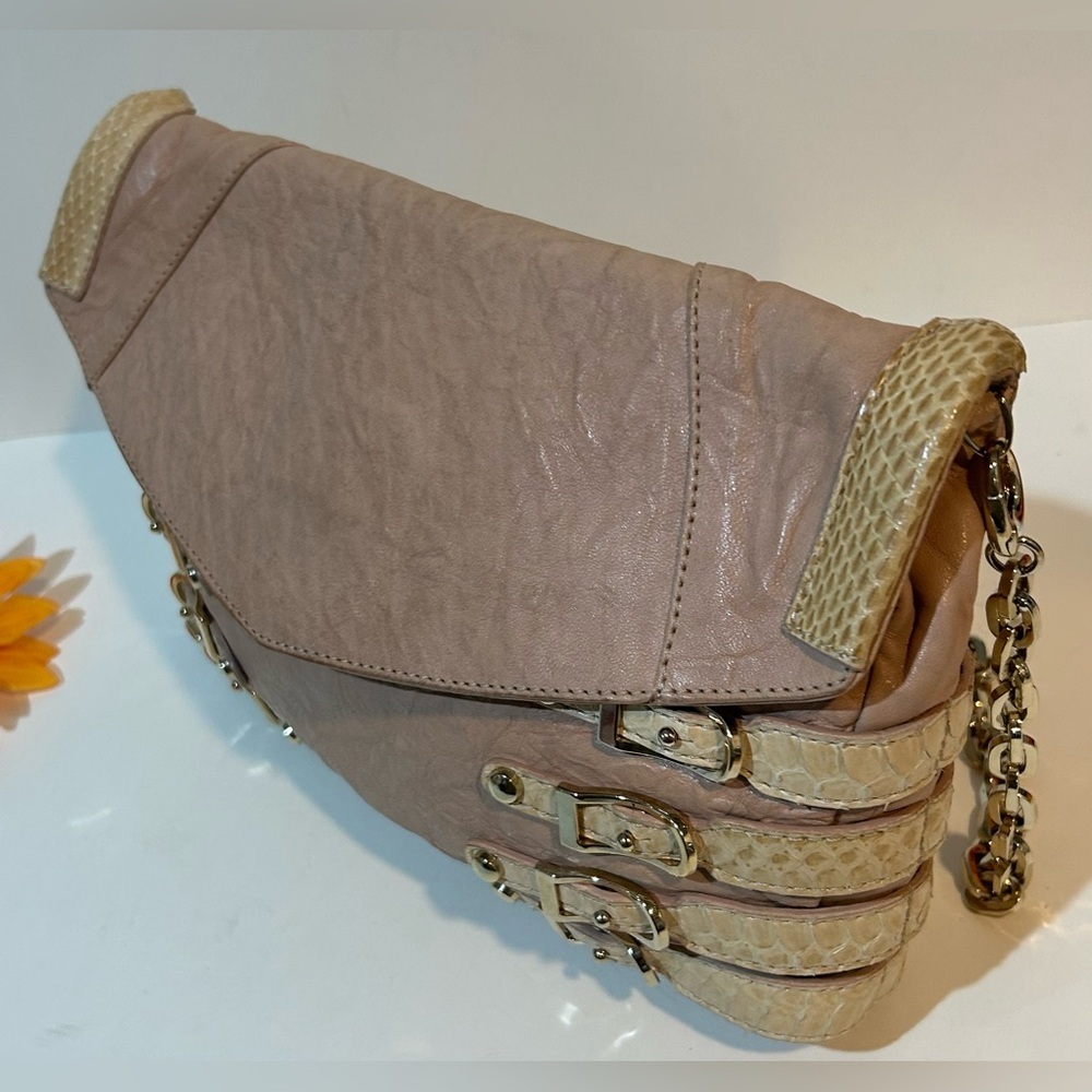 Jimmy Choo Brix Convertible Clutch Python Trim Le… - image 4